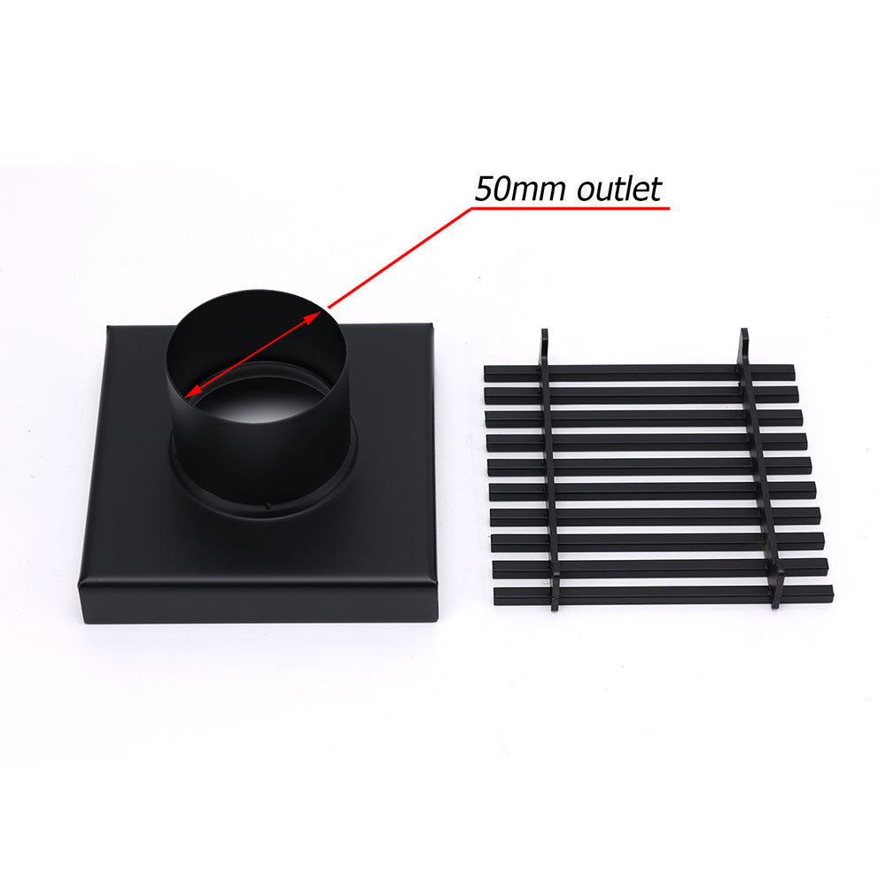 Matt Black 100mm Square Strip Fence Shower Grate Bathroom Floor Drain 50mm Waste - Image 4