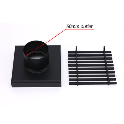Matt Black 100mm Square Strip Fence Shower Grate Bathroom Floor Drain 50mm Waste - Image 4