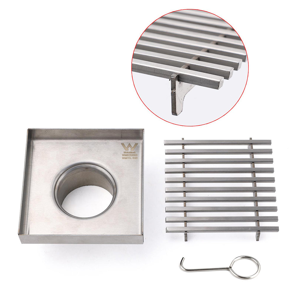 Bathroom SUS 100mm Square Strip Fence Sword Shower Grate Floor Drain 50mm Outlet - Image 3
