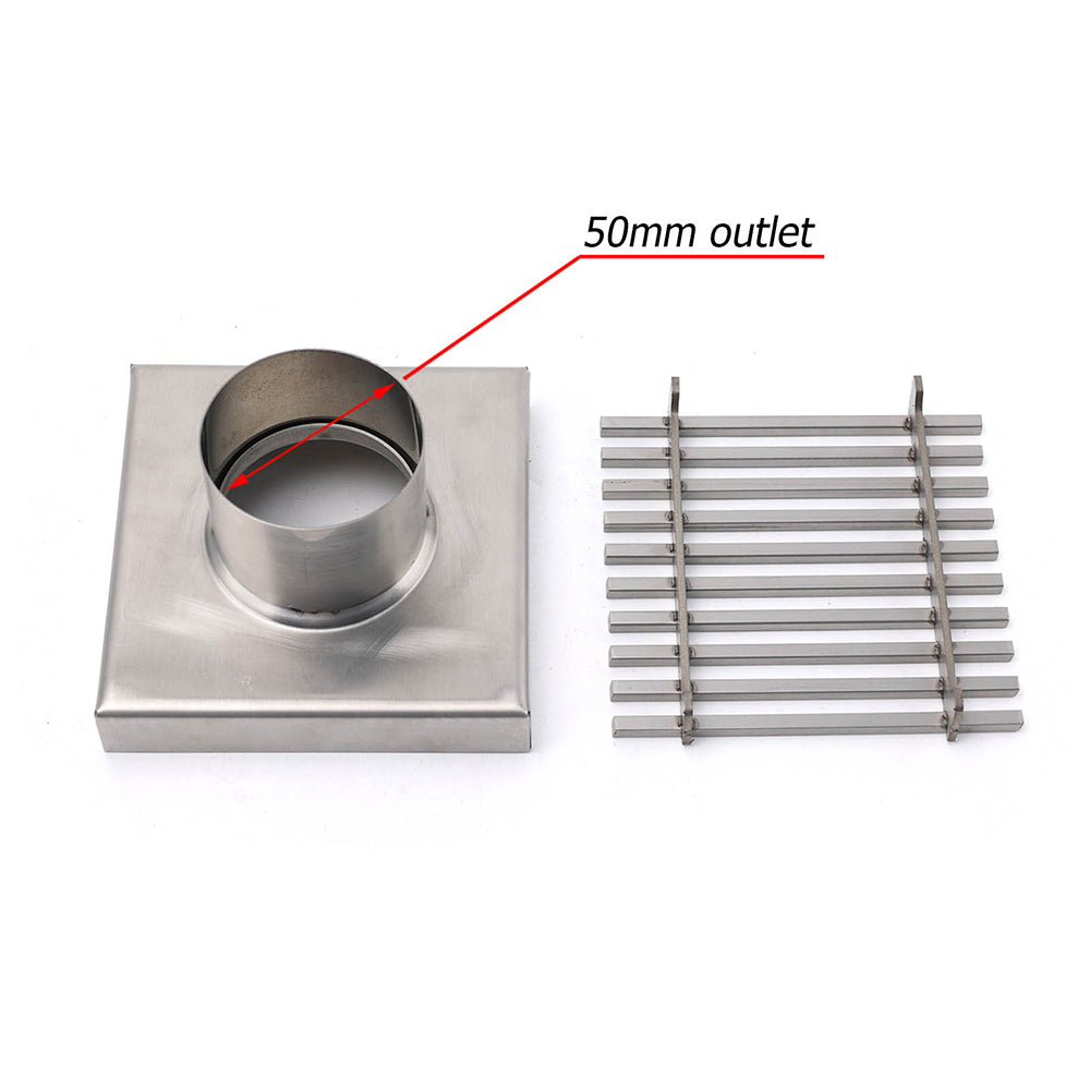Bathroom SUS 100mm Square Strip Fence Sword Shower Grate Floor Drain 50mm Outlet - Image 4