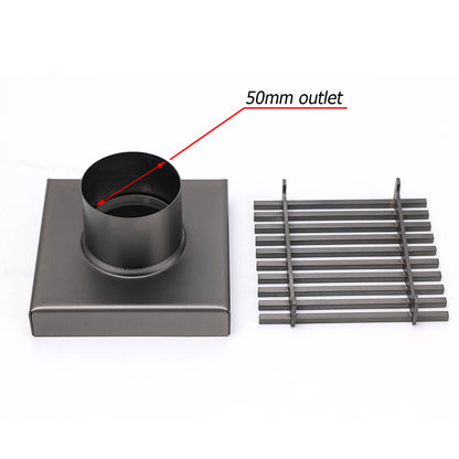 Gun Metal SUS 100mm Square Strip Fence Floor Drain Small Shower Grate 50mm Waste - Image 4