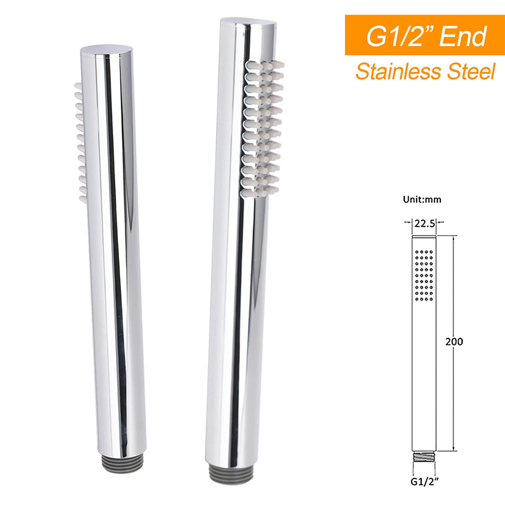 WELS Chrome Round 8" Stainless Steel Rain Head Stick Handheld Sliding Rail Arm Dual Shower Set - Image 8