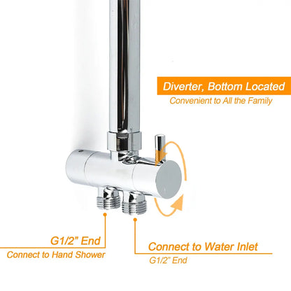 WELS Chrome Round 8" Thin Rainfall Head Metal Handheld Sliding Rail Arm Dual Shower Twin Taps Set - Image 5