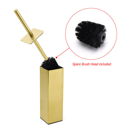 Brushed Gold Modern Stainless Steel Square Toilet Brush Wall Mounted Holder Cup - Image 3