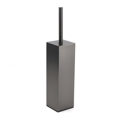 Bathroom Gun Metal Grey Square Toilet Brush 304 Stainless Steel Holder Cup Kit