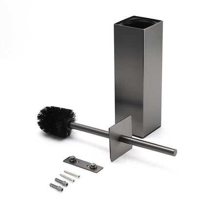 Bathroom Gun Metal Grey Square Toilet Brush 304 Stainless Steel Holder Cup Kit - Image 3