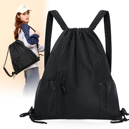 One-piece backpack - Drawstring backpack - Large capacity - Lightweight - Separate compartments for wet and dry items, sports backpack - Suitable for travel and fitness - Black - Image 2