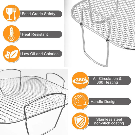 Square air fryer rack - Air fryer baking pan - Air fryer accessories - Stainless steel - 20 cm - Image 2