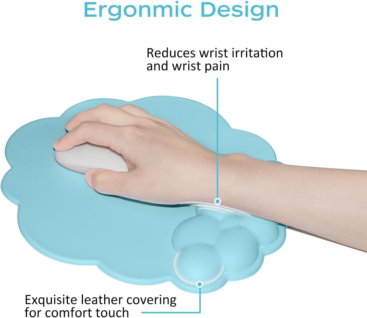 Mouse pad - Mouse pad with wrist rest - Ergonomic mouse pad - Mouse pad with leather surface, suitable for computers, laptops, office, home and travel, with non-slip bottom - Image 7