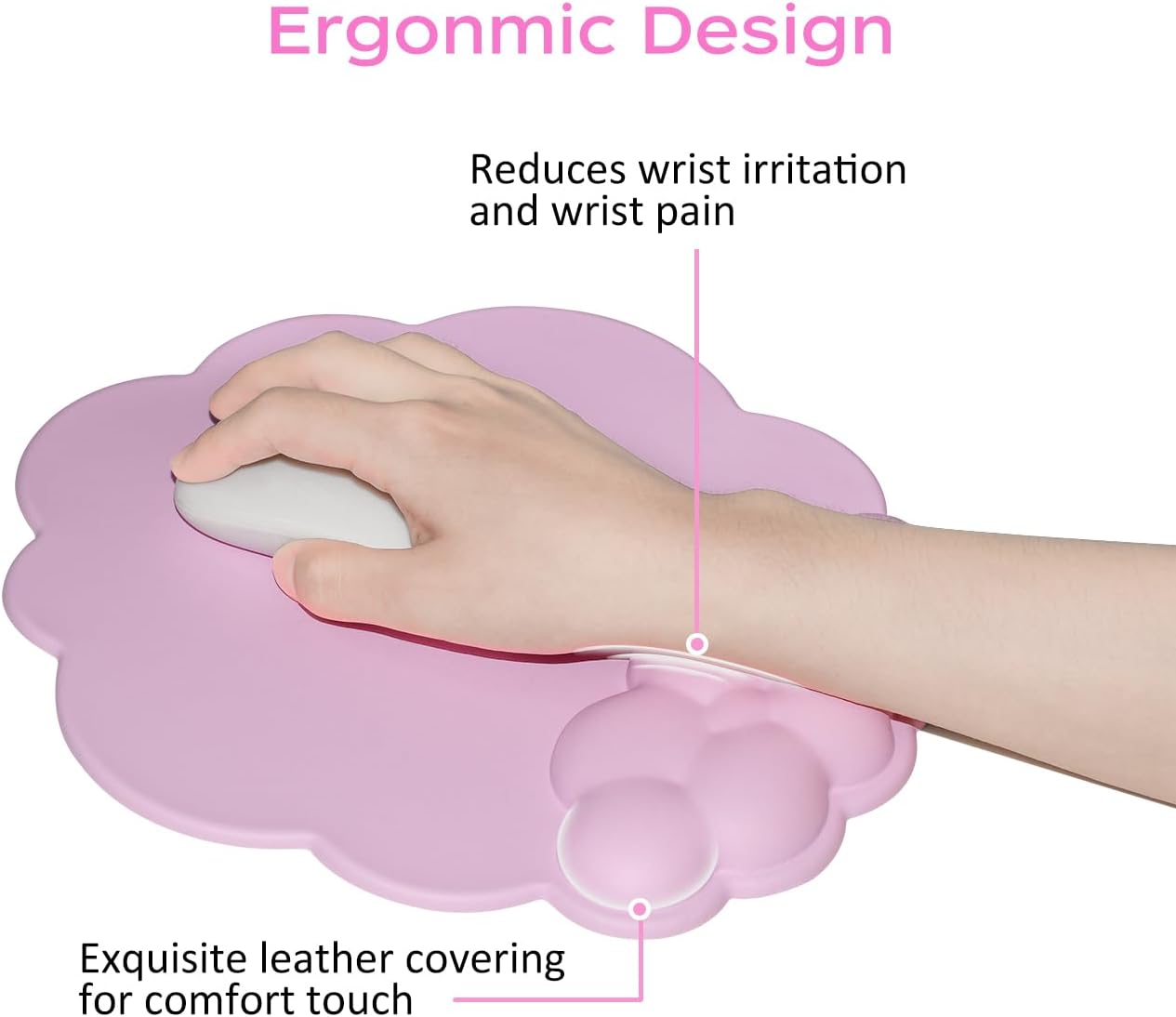 Mouse pad - Mouse pad with wrist rest - Ergonomic mouse pad - Mouse pad with leather surface, suitable for computers, laptops, office, home and travel, with non-slip bottom - Image 7