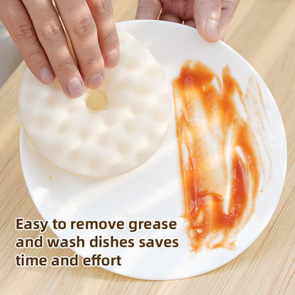 Double-sided dishwashing brush - Sponge brush with suction cup - 1 base + 2 refillable sponges - Scratch-free kitchen brush - Beige - Image 4