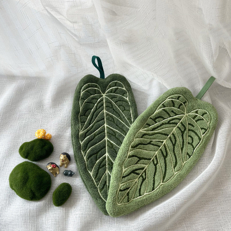 Towels - Towel set - Soft, absorbent kitchen and bathroom towels made of coral fleece with hanging loops for easy dishwashing and hand washing - 2-pack (dark green, light green) - Image 5