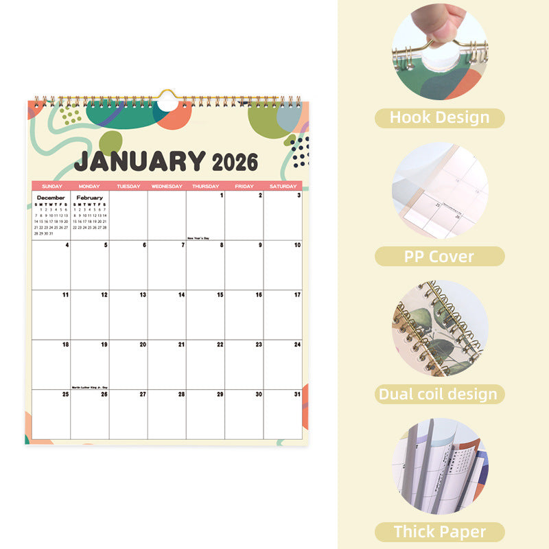 Calendar 2026 - Hangable 12 Months - Calendar - With wire-o-binding - Yearly calendar - Monthly planner - Wall calendar - 37 x 30cm - Image 2