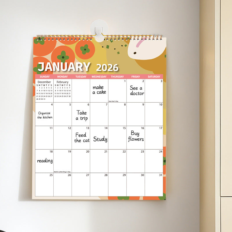 Calendar 2026 - Hangable 12 Months - Calendar - With wire-o-binding - Yearly calendar - Monthly planner - Wall calendar - 37 x 30cm - Nutrition patterns - Image 2