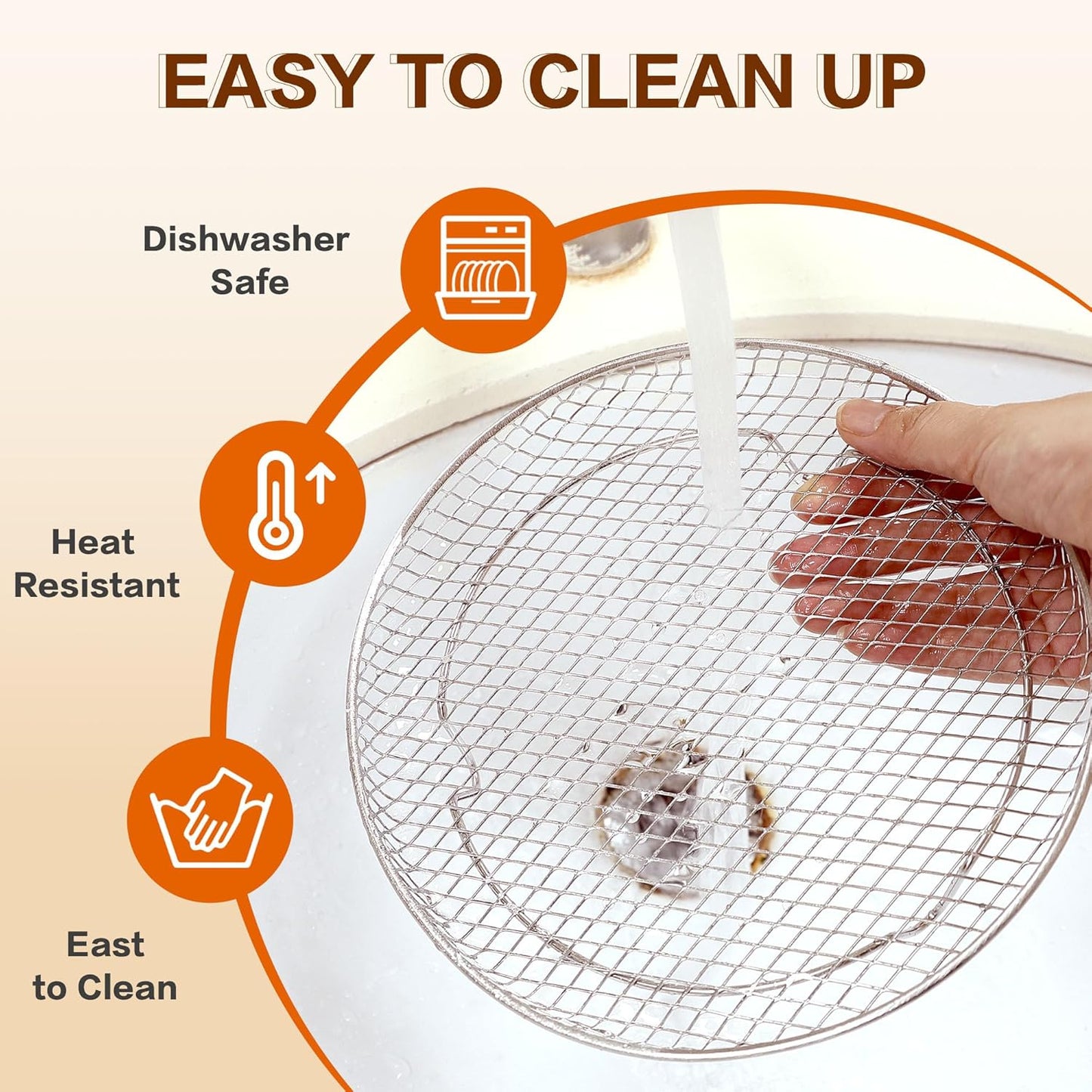 Multi-layer air fryer rack (3 round layers) - Air fryer baking pan - Air fryer grid - 304 stainless steel - Safe to use in air fryers, steam ovens, regular ovens and dishwashers - Image 4