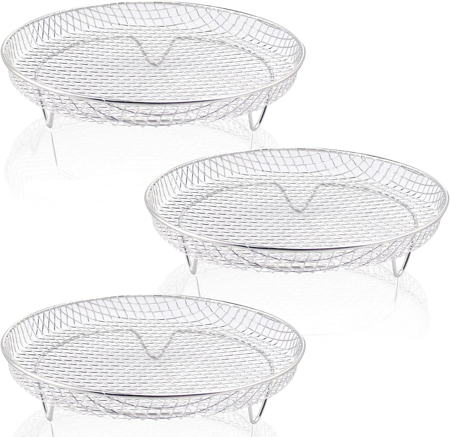 Multi-layer air fryer rack (3 round layers) - Air fryer baking pan - Air fryer grid - 304 stainless steel - Safe to use in air fryers, steam ovens, regular ovens and dishwashers - Image 6