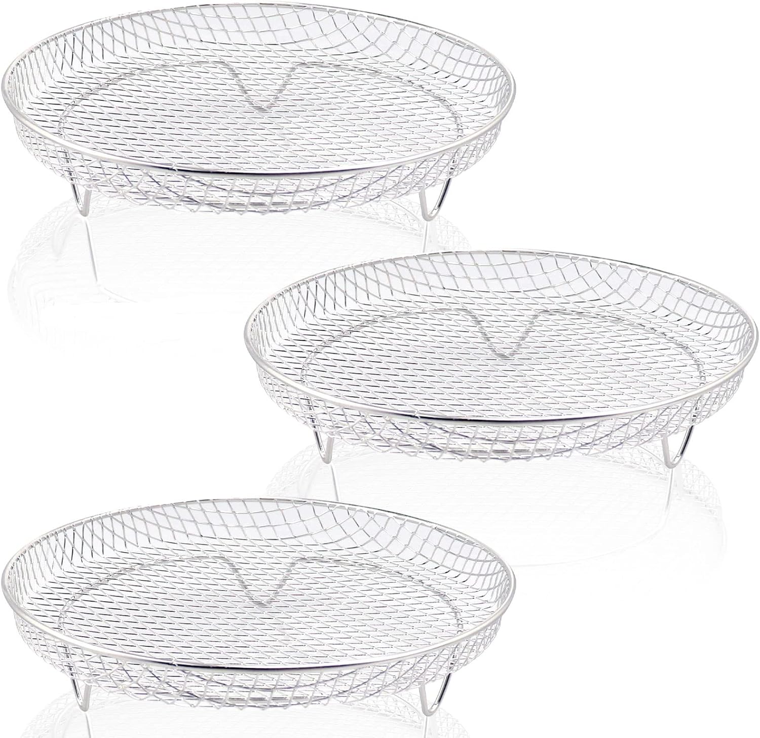 Multi-layer air fryer rack (3 round layers) - Air fryer baking pan - Air fryer grid - 304 stainless steel - Safe to use in air fryers, steam ovens, regular ovens and dishwashers - Image 6