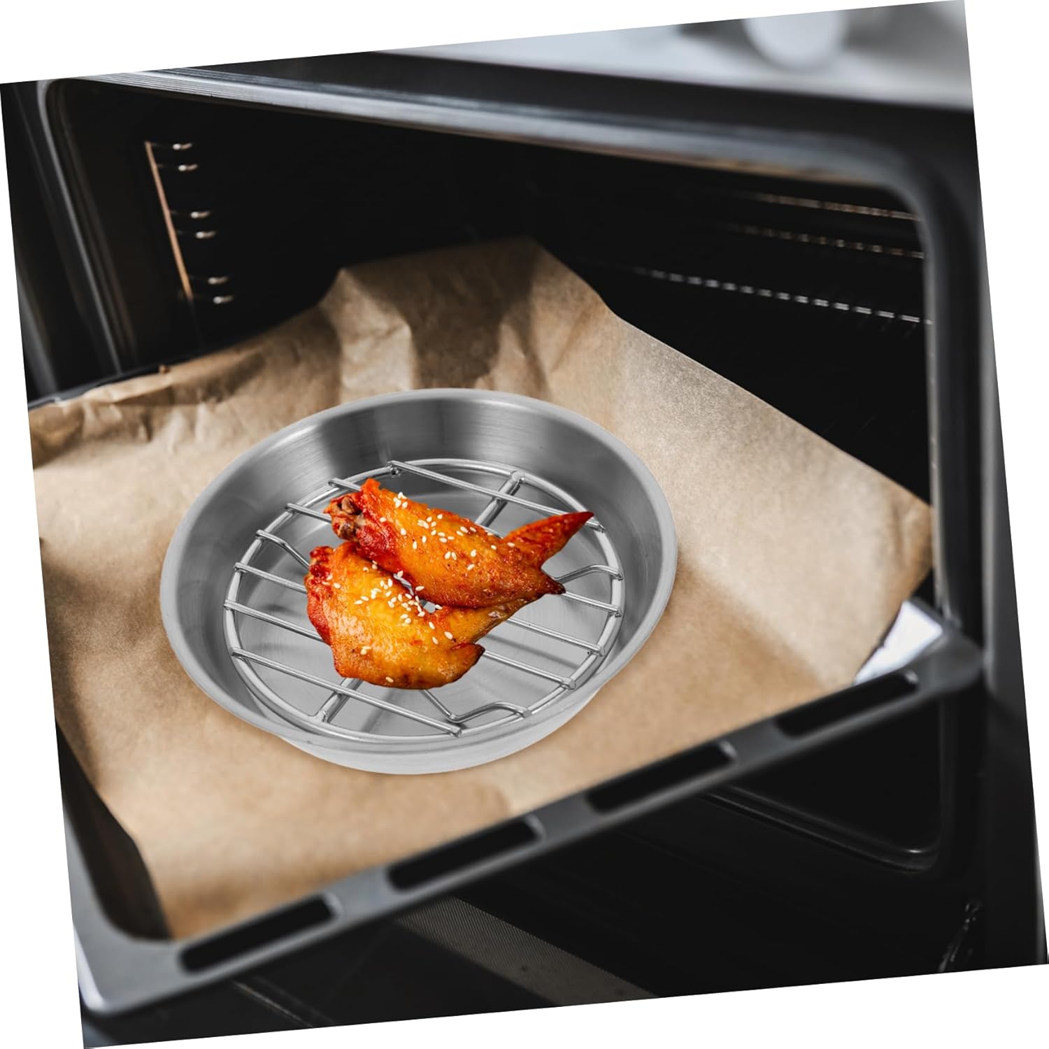 Baking tray for air fryer - Air fryer baking pan - Air fryer accessories - Baking tray with rack - Made of 304 stainless steel - 12 cm - Image 6
