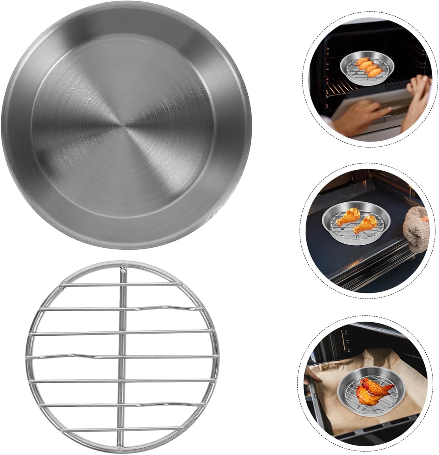 Baking tray for air fryer - Air fryer baking pan - Air fryer accessories - Baking tray with rack - Made of 304 stainless steel - 12 cm - Image 7