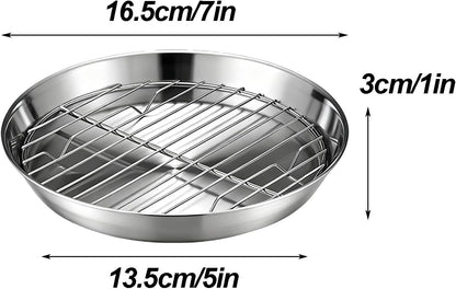 Baking tray for air fryer - Air fryer baking pan - Air fryer accessories - Baking tray with rack - Made of 304 stainless steel - 16 cm - Image 2