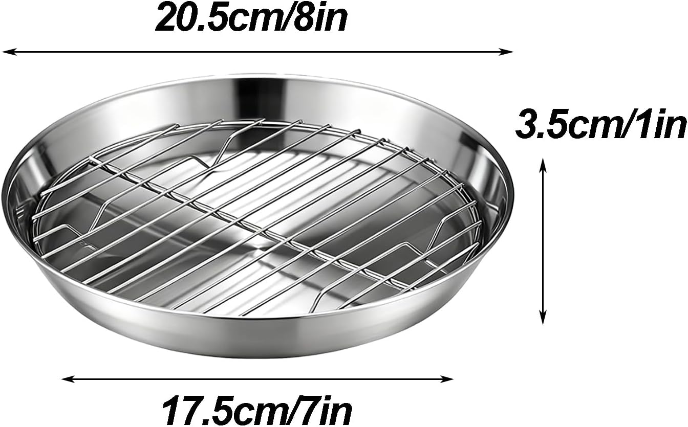 Baking tray for air fryer - Air fryer baking pan - Air fryer accessories - Baking tray with rack - Made of 304 stainless steel - 20 cm - Image 2