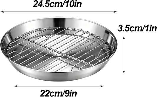 Baking tray for air fryer - Air fryer baking pan - Air fryer accessories - Baking tray with rack - Made of 304 stainless steel - 25 cm - Image 2