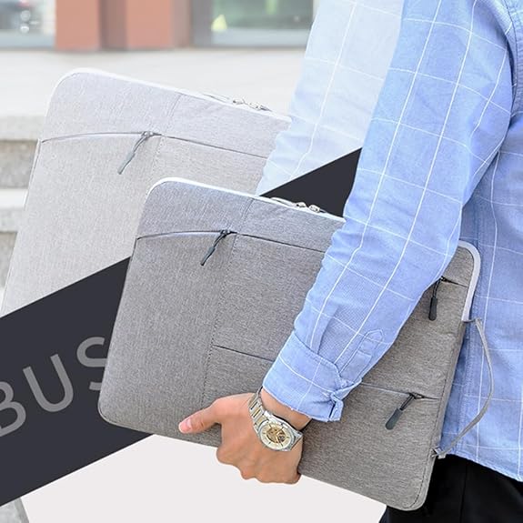 Laptop Case - Suitable for 13/14/15.6 inches - Zippered Laptop Case - Laptop Sleeve - Waterproof Oxford Cloth - Scratch and Wear Resistant, Easy to Carry - Gray - Image 4