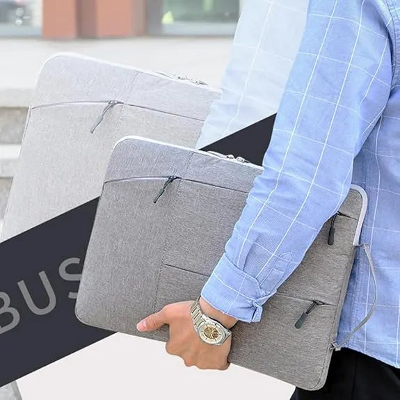 Laptop Case - Suitable for 13/14/15.6 inches - Zippered Laptop Case - Laptop Sleeve - Waterproof Oxford Cloth - Scratch and Wear Resistant, Easy to Carry - Gray - Image 4