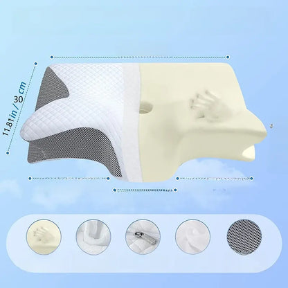 Viscoelastic Neck Pillow, Ergonomic Contour 2-in-1 Neck Pain Orthopedic Pillow, Contour Support Pillow, 1 Piece Light Gray Light gray No, - Image 2
