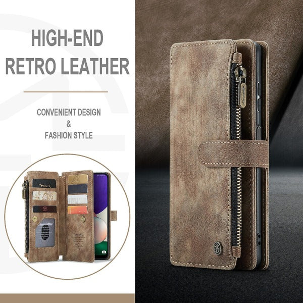 Compatible with Samsung Galaxy A22 5G Case Wallet Durable PU Leather Magnetic Flip Zipper Card Holder - Brown Brown ingen_max - Image 3