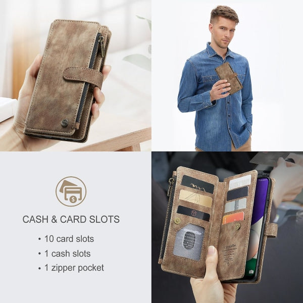 Compatible with Samsung Galaxy A22 5G Case Wallet Durable PU Leather Magnetic Flip Zipper Card Holder - Brown Brown ingen_max - Image 5