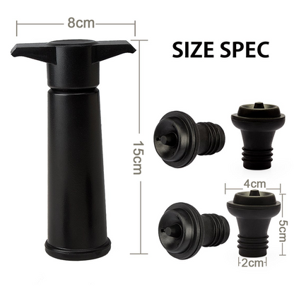Vacu Vin Black Pump with Wine Saver Stoppers - Keeps Wine Fresh - Image 2