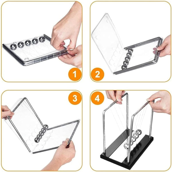 Newton's pendulum, large Newton's cradle 18 cm pendulum Newton's balls Newton's swing Science game Office desk decoration - Image 3