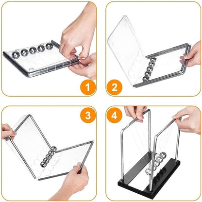 Newton's pendulum, large Newton's cradle 18 cm pendulum Newton's balls Newton's swing Science game Office desk decoration - Image 3
