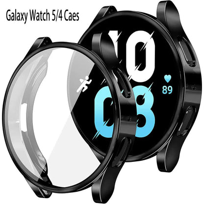Compatible with Samsung Galaxy Watch 4 5 6 40 mm 44 mm Case Protection Silicone TPU Bumper Screen Protector Black Galaxy Watch6 44mm - Image 2