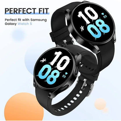 Compatible with Samsung Galaxy Watch 4 5 6 40 mm 44 mm Case Protection Silicone TPU Bumper Screen Protector Black Galaxy Watch6 44mm - Image 5