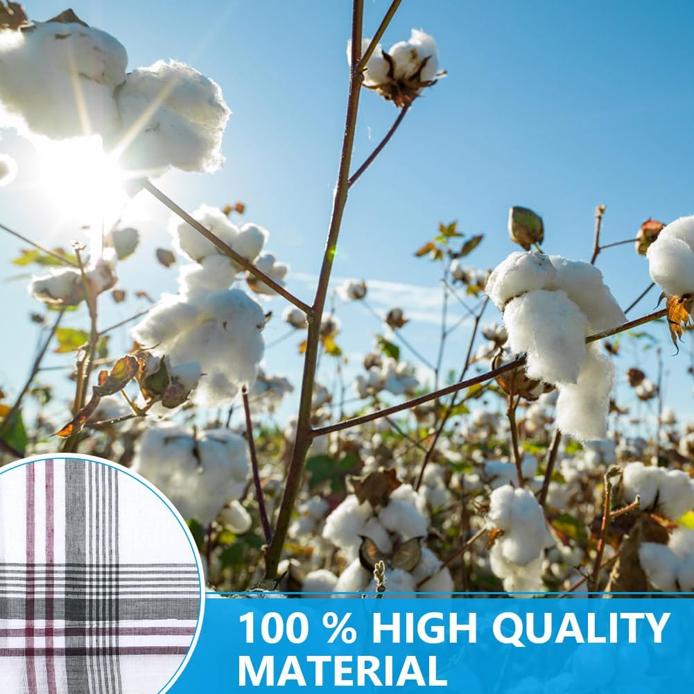 Men's Cloth Handkerchiefs, 24 Pcs Cotton Handkerchiefs for Men, Traditional Handkerchief for Men, 36 cm x 36 cm, 24 Pcs, One Size - Image 3