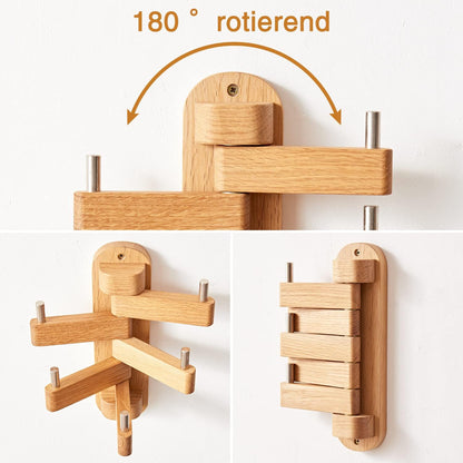 Oak Coat Rack, Wooden Wall Mounted Coat Rack for Entryway, Living Room, Bedroom, Bathroom - Image 2