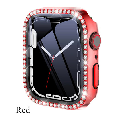 Diamond Glass Compatible with Apple Watch Case 45/41/40 mm 44 mm 42 mm 38 mm Bling Bumper+ Screen Protector iwatch Series 9 8 7 3 6 SE Red Series 789 45MM