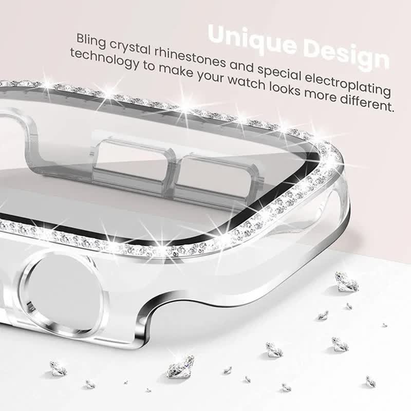 Diamond Glass Compatible with Apple Watch Case 45/41/40 mm 44 mm 42 mm 38 mm Bling Bumper+ Screen Protector iwatch Series 9 8 7 3 6 SE Red Series 789 45MM - Image 4