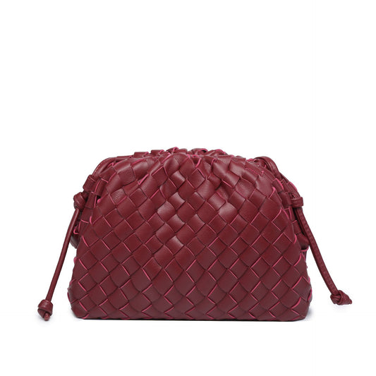 Cloud Backpack 2024 New Style Bag Ladies Cow Leather Crinkle Dumpling Bag Ladies Handbag Shoulder Bag MJ51 Wine Red 22*9*14cm