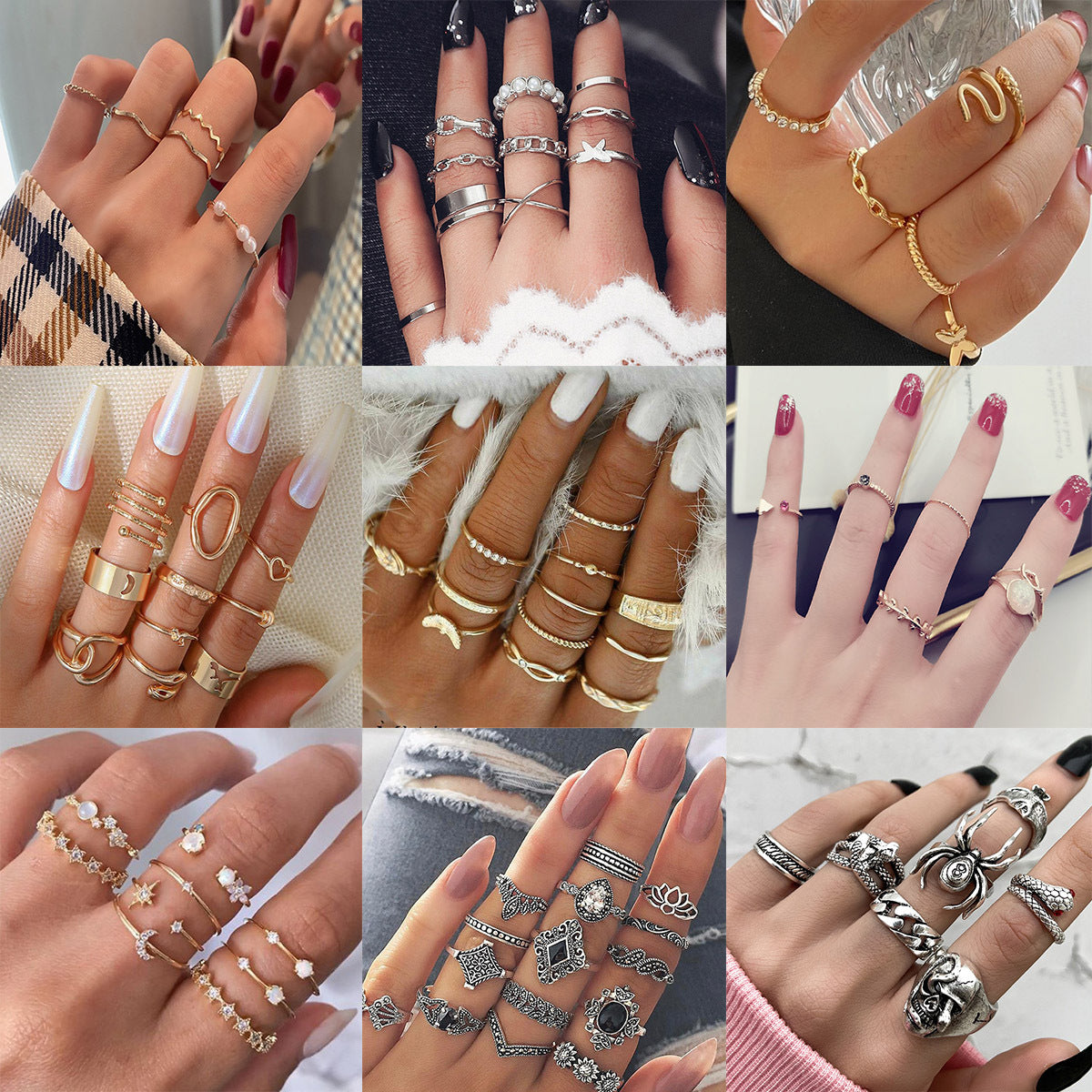 Fashion women's ring open ring led ring little finger ring set Amazon ZCR015 - Image 2