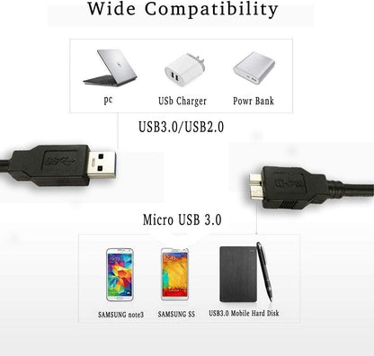 USB 3.0 Cable Compatible with Western Digital/WD/Seagate/Clickfree/Toshiba/Samsung Portable Hard Drive - USB 3.0 A/Micro-B Cable (1m) - Image 4