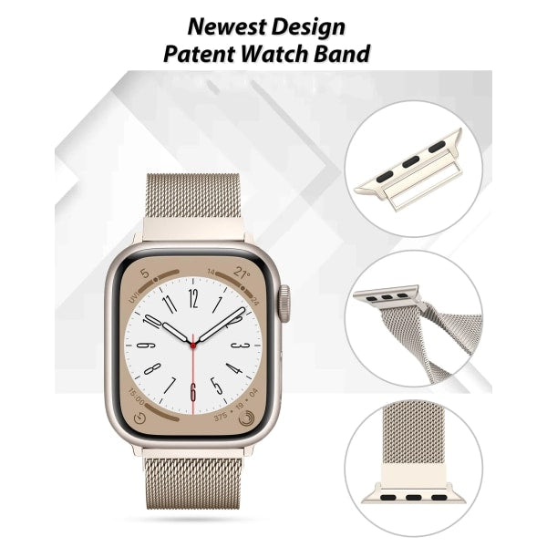 Compatible with Apple Watch bracelet 44/40/45mm 49mm 41mm 38mm 42mm Wristband iwatch Series 9 3 6 5 SE 7 8 Ultra 2 starlight - silver silver 42mm/44mm/45mm/49mm - Image 3