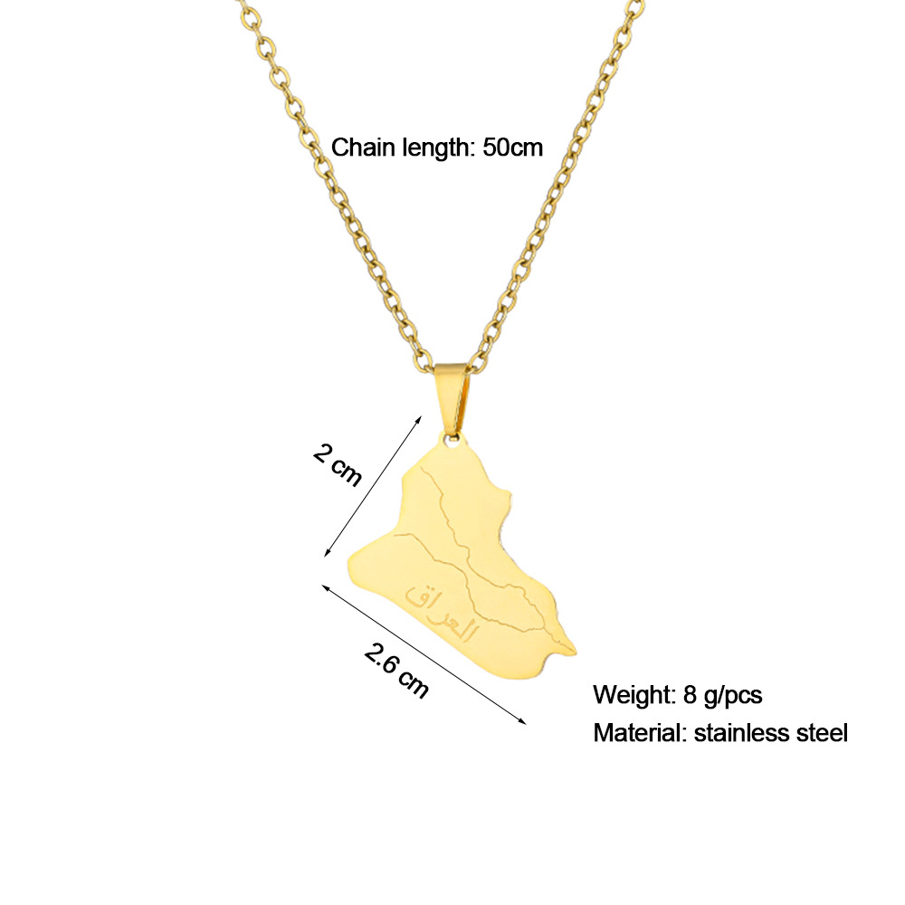 Stainless Steel Necklace for Women, Map of the Republic of Iraq - Image 2