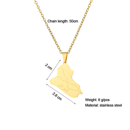 Stainless Steel Necklace for Women, Map of the Republic of Iraq - Image 2