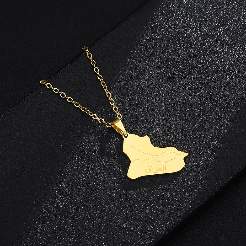 Stainless Steel Necklace for Women, Map of the Republic of Iraq - Image 5