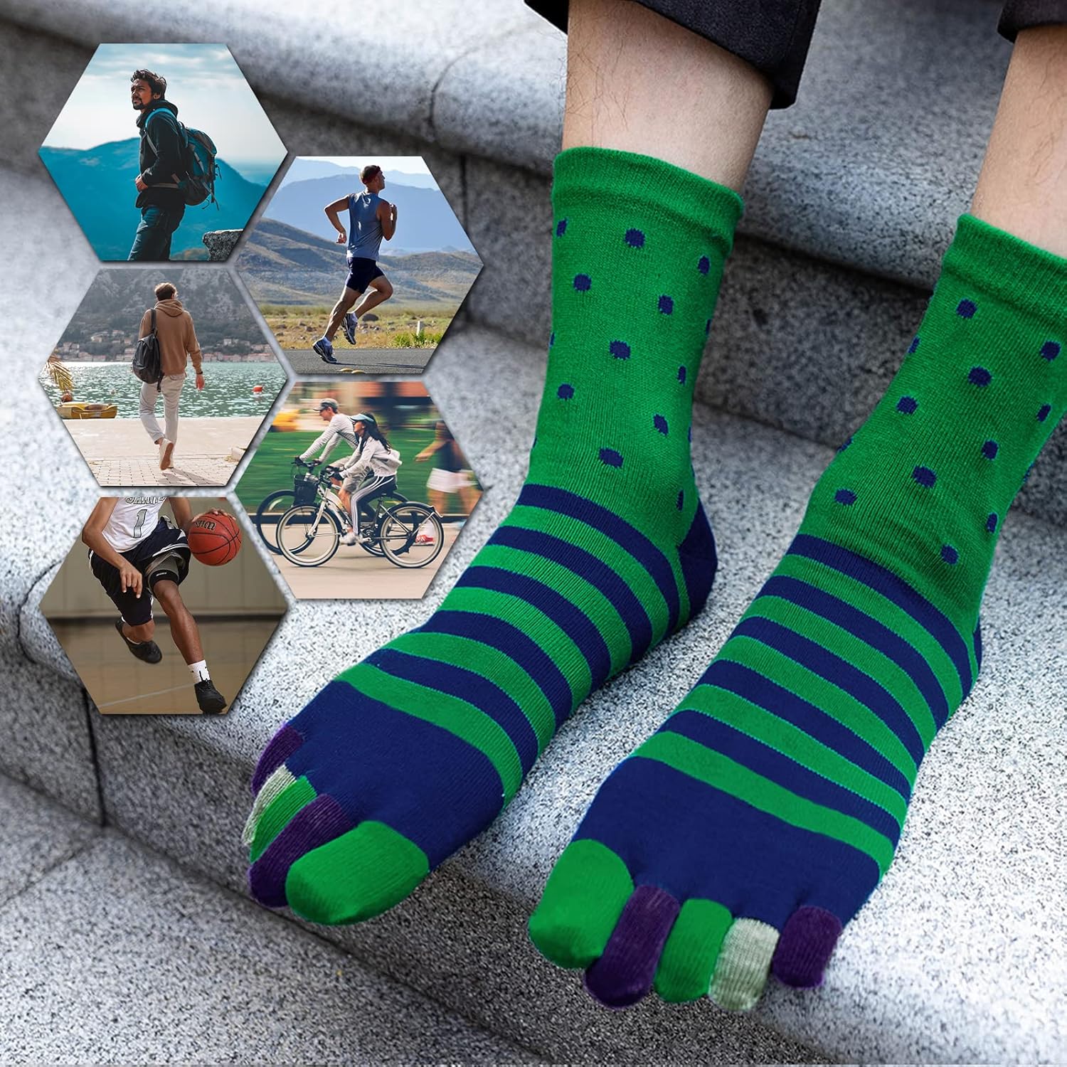 Men's 5 Finger Socks with Split Toe Socks, Sports Five Finger Socks for Men - Image 5