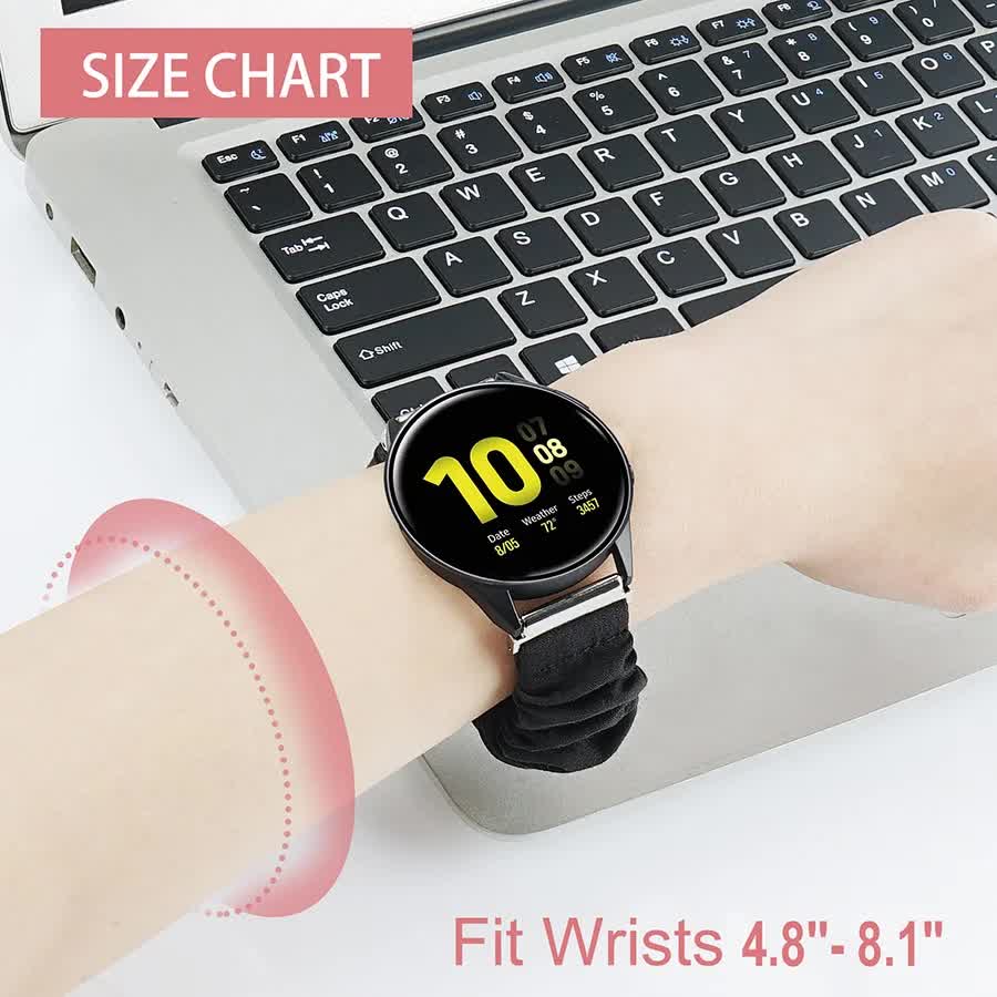 Compatible with Samsung Galaxy Watch 4 40mm 44mm Bracelet Scrunchies Bracelet for Samsung Galaxy Watch4 Classic 42mm Black galaxy watch6 - Image 6