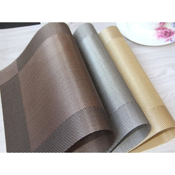 PVC Non-Slip PVC Placemats Set Heat Resistant Placemats Dining Table Kitchen Mat (Set of 4) Gold - Image 4